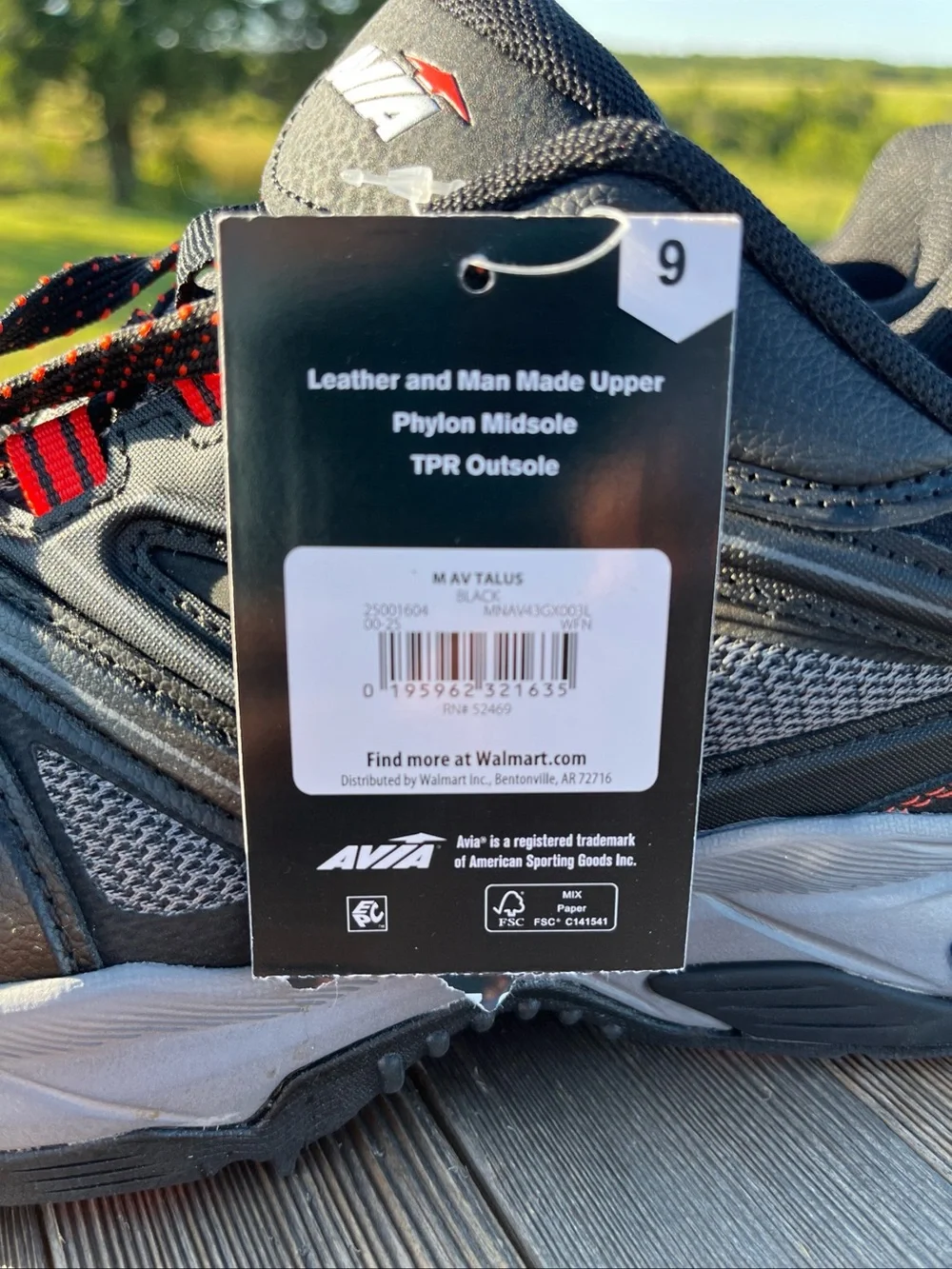 Avia Men’s Talus Rugged Walking Shoes Size 9 Black
